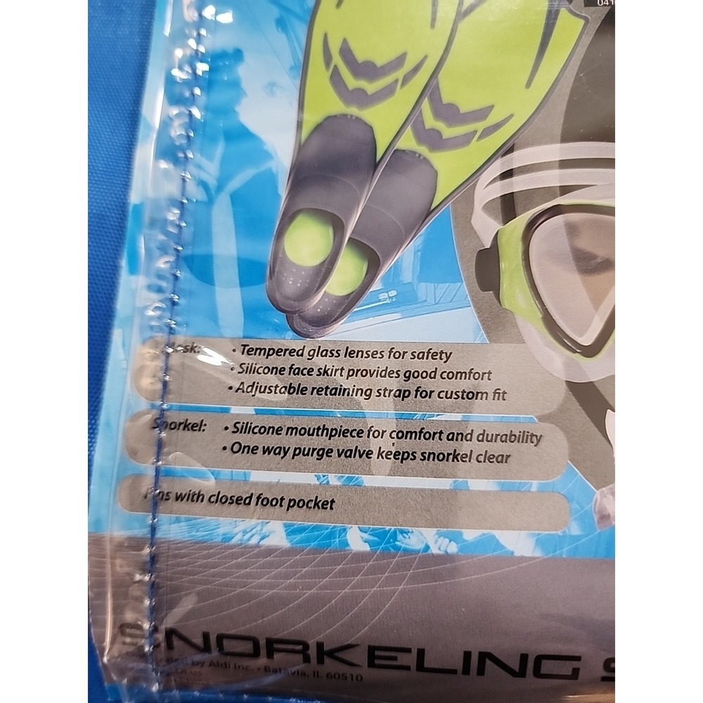 Crane Adult Snorkeling Set XL Mask Snorkel Fins Blue Green Men's 10.5-12 NEW - Picture 8 of 8